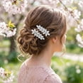 thumbnail image 1 of Miallo 2-Pack Silver Crystal Leaf Hair Clips, Sparkling Rhinestone Bridal Barrettes for Wedding & Evening Prom Accessories, 1 of 6