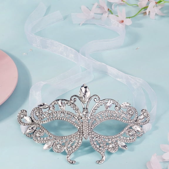Miallo Gothic Crystal Butterfly Eye Mask, Halloween Cosplay Masquerade Mask for Night Party