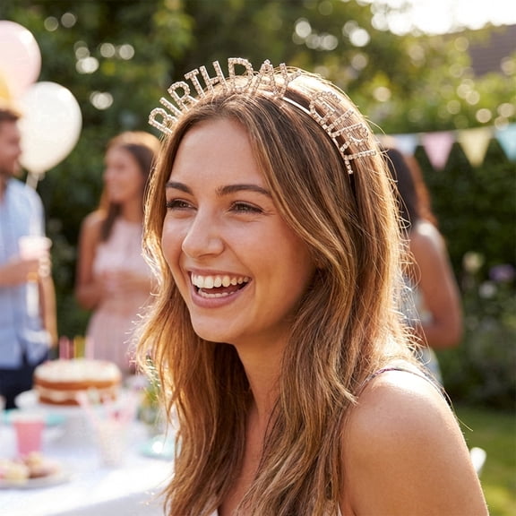 Miallo Elegant Gold Birthday Girl Headpiece, Ideal Birthday Gift for Her, Festive Headband for Party Decoration