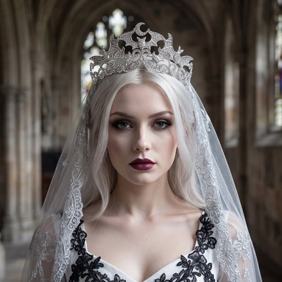 Miallo Elegant Silver Bat Queen Tiara, Gothic Princess Halloween Crown, Sparkling Bat Moon Headpiece