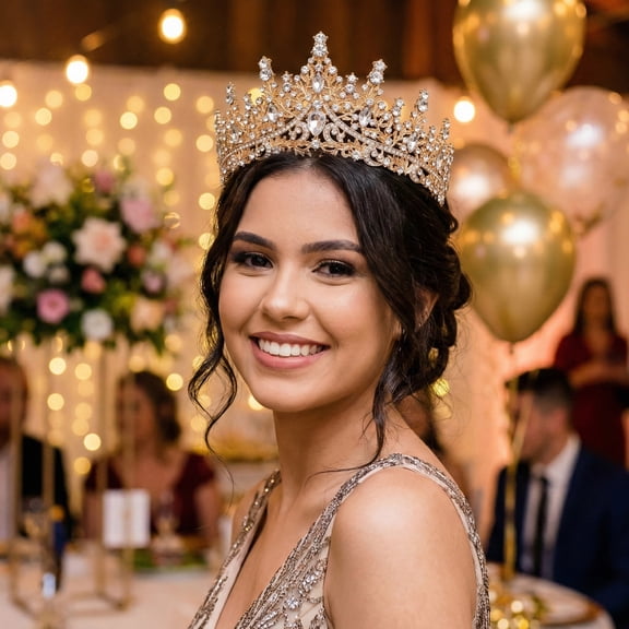 Miallo Luxury Gold Wedding Tiara for Brides, Vintage Baroque Crystal Crown for Women, Elegant Bridal Hair Accessories for Prom