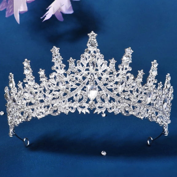 Miallo Luxury Silver Wedding Tiara for Bride, Vintage Baroque Crystal Crown for Women, Elegant Bridal Hair Accessories for Prom and Pageant
