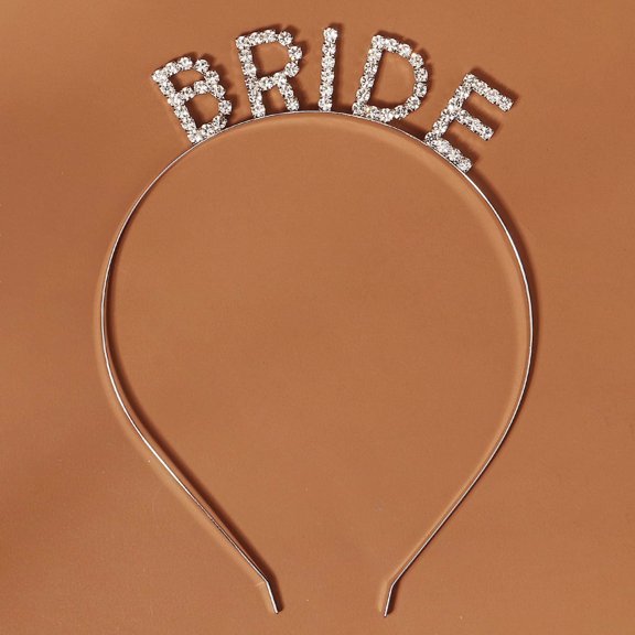 Miallo Sparkling Rhinestone "BRIDE" Letter Headband, Silver Bridal Hair Accessory for Wedding and Bachelorette Engagement Party Decoration