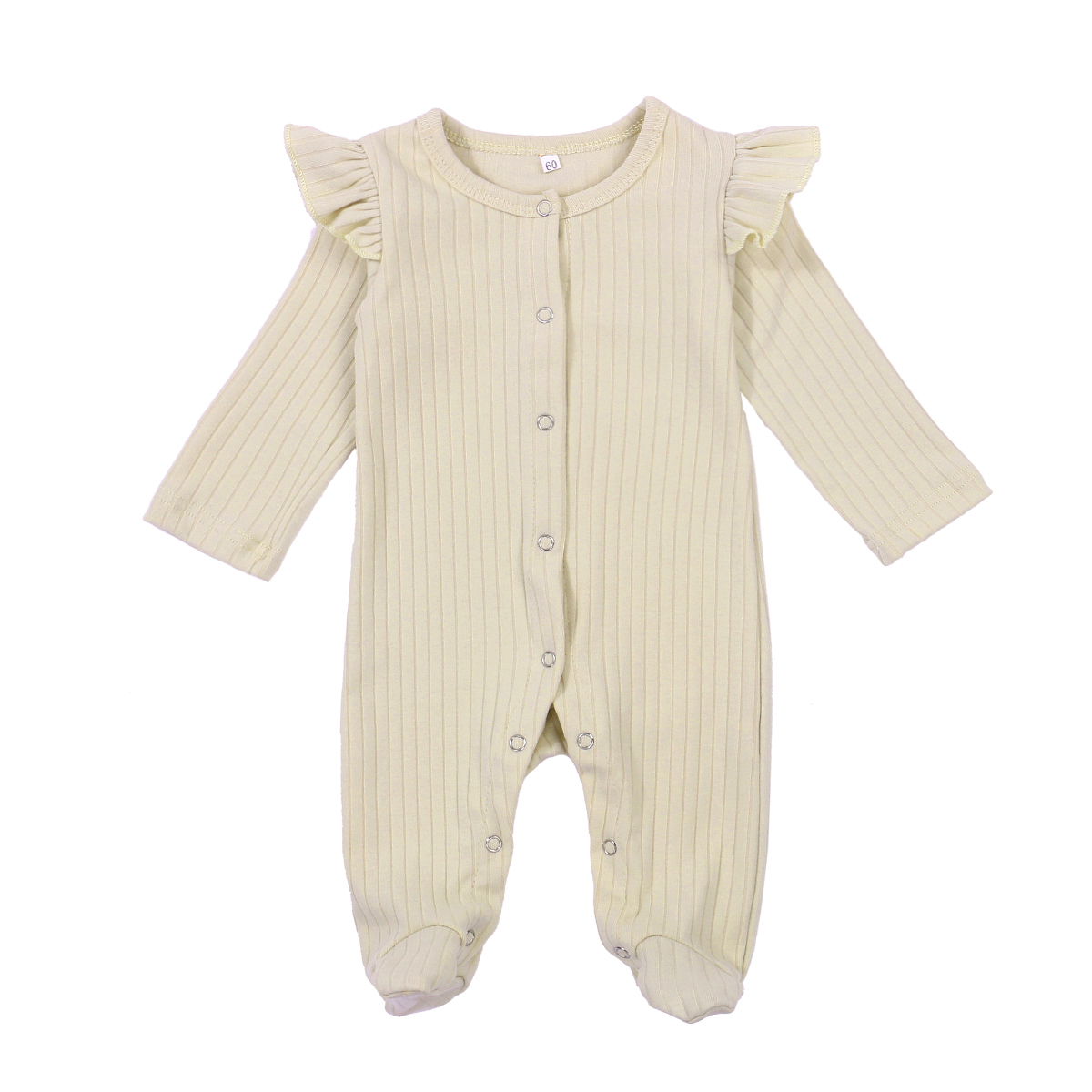 Mialoley Baby’s Ribbed Jumpsuit, Long Lace Sleeve Long Button Pants ...