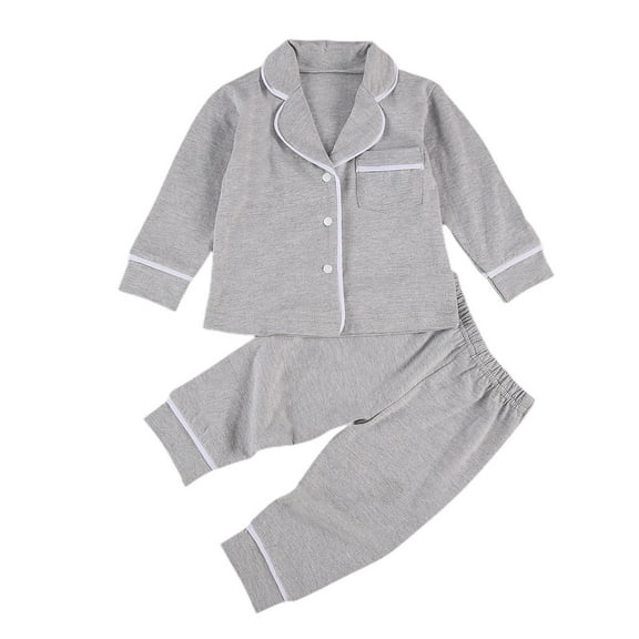 Mialoley Toddler Baby 2 Piece Pajama Sets, Long Sleeve Lapel Buttons Shirt Top   Long Pant Casual Homewear Clothes