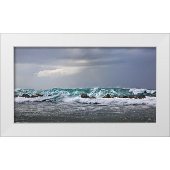 Miamee, Golie 14x9 White Modern Wood Framed Museum Art Print Titled - Storm in Dorado