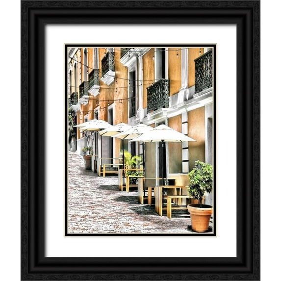 Miamee, Golie 26x32 Black Ornate Wood Framed with Double Matting Museum Art Print Titled - Old San Juan Siesta