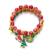 MIAMEWOM Christmas Gift Bracelet Set Santa Snowflake Christmas Tree Beaded Stretch Bracelet Multicolor Jingle Bell Reindeer Charm Bracelets For Women Girls Kids Xmas Holiday Costume Jewelr