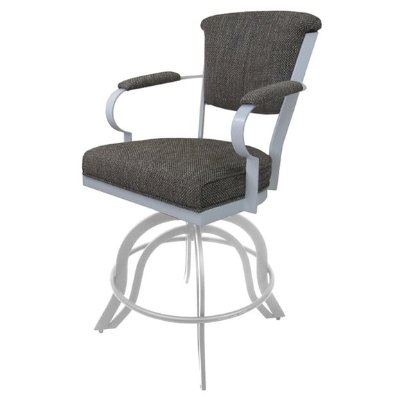 Miami Metal Bar Stool 30" Seat - A Base - Plumley Cocoa Fabric - White