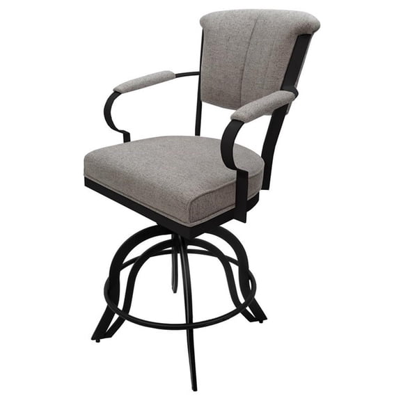 Miami Metal Bar Stool 30" Seat - A Base - Portwood Ash Fabric - Black