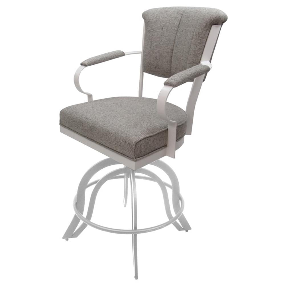 White Portwood Ash Metal Swivel Backless Bar Stool