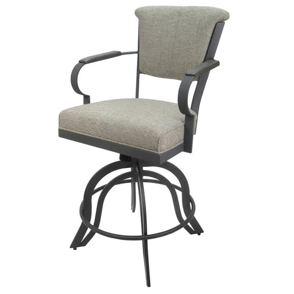 Miami 30" Metal Bar Stool Wood Arm - A Base - Ash Fabric - Gray