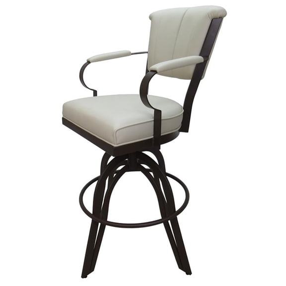 Miami Swivel Tilt Bar Stools 30" Seat - A Base - Ocean Beige Vinyl - Brown Metal