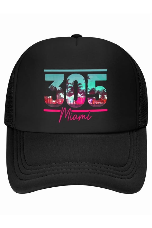 Miami 305 Area Code Florida Vintage Palm Trees Pride Retro Baseball Cap
