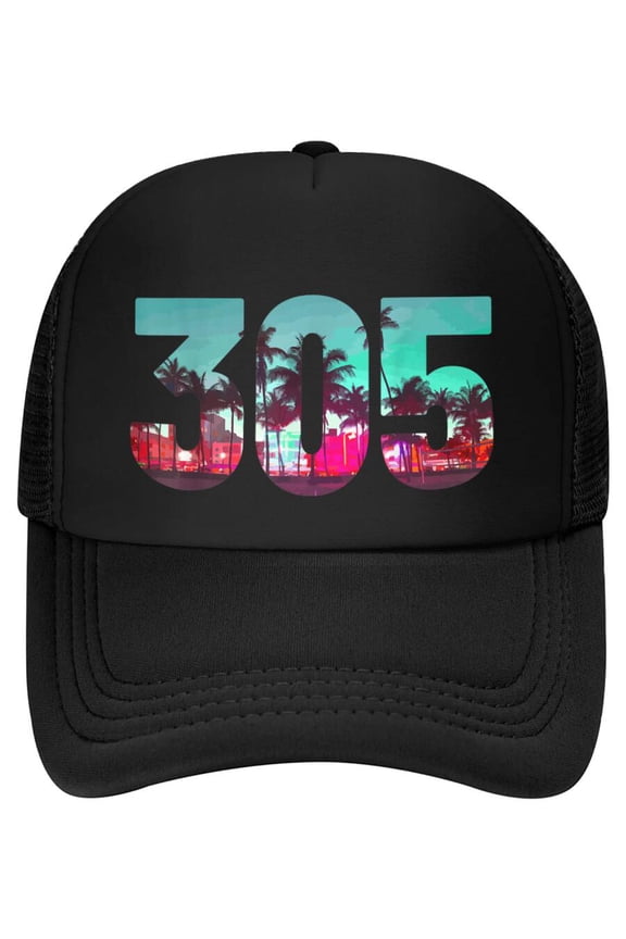 Miami 305 Area Code Florida Vintage Palm Trees Pride Retro Baseball Cap