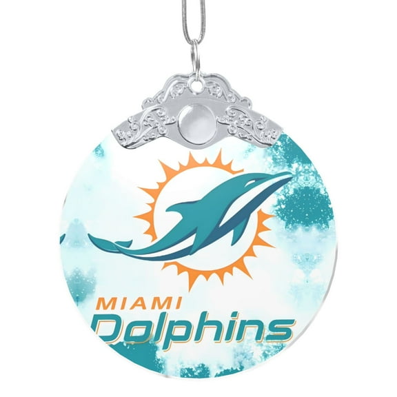 Miami American Football Team Themed Glass Round Pendant Christmas Tree Ornaments Car Ornaments New Year Party Supplies Fans Holiday Gifts