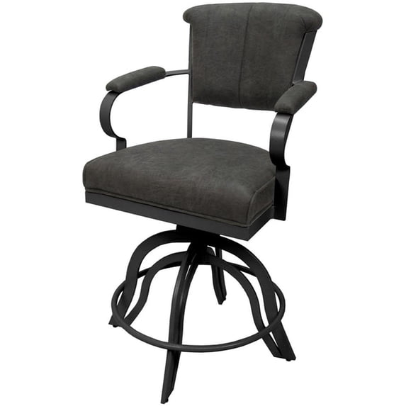 Miami Bar Height 30" Swivel Tilt Metal Bar Stool-Charcoal Gray Fabric-Gray Frame