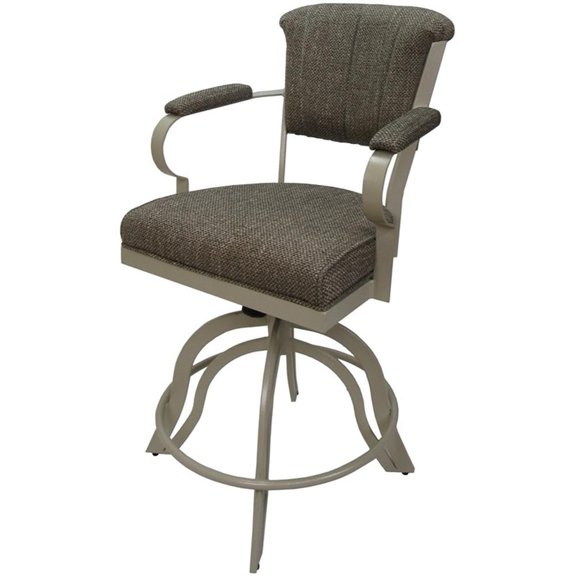 Miami Bar Height 30" Swivel Tilt Metal Bar Stool - Coffee Fabric - Beige Frame