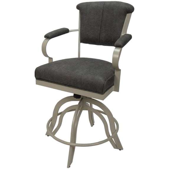 Miami Bar Height 30" Swivel Tilt Metal Bar Stool - Dark Gray Fabric- Beige Frame