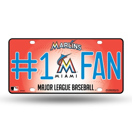 Miami Baseball Marlins #1 Fan Metal License Plate Tag - Number One! Let's Go!!