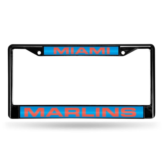 Miami Baseball Marlins Black Metal License Plate Frame Holder