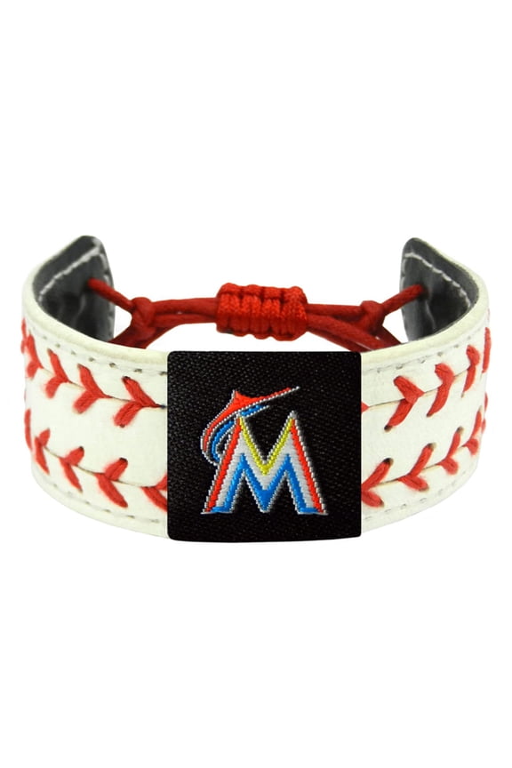 Miami Baseball Marlins Two Seamer Seam MLB Baseball Leather Bracelet