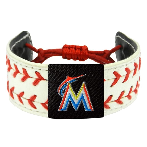 Miami Baseball Marlins Two Seamer Seam MLB Baseball Leather Bracelet