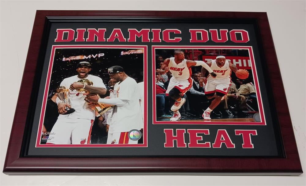 Miami Basketball D.Wade And L.James Dynamic Duo 12x18 Custom Frame