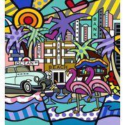 Nifao Miami Beach, Wall Art by Jozza x 1   Acrylic Painting, Wall Art Ready to Hang, 26"L x 30"W