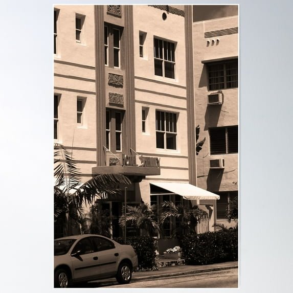 Miami Beach - Art Deco Poster Wall Art, Modern Wall Decor For Living Room Bedroom, 12x18 UNFRAMED