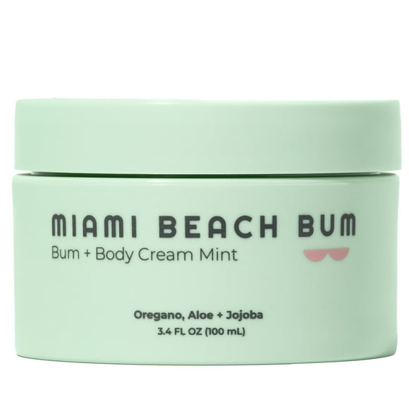 Miami Beach Bum Oregano-powered Bum + Body Lotion that Clears Acne, Ingrown Hairs, and Dark Spots, 3.4oz Mint