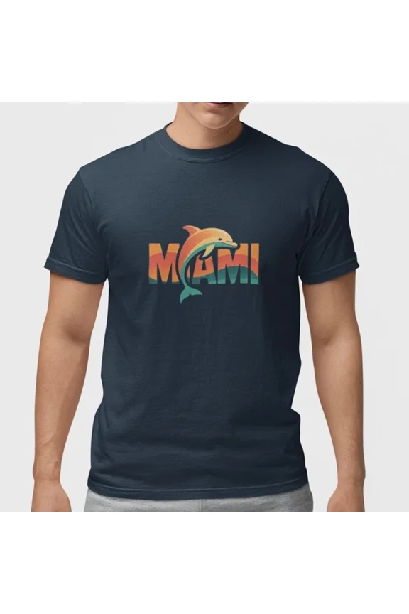 Miami Beach Dolphin Summer Vacation Graphic T-shirt