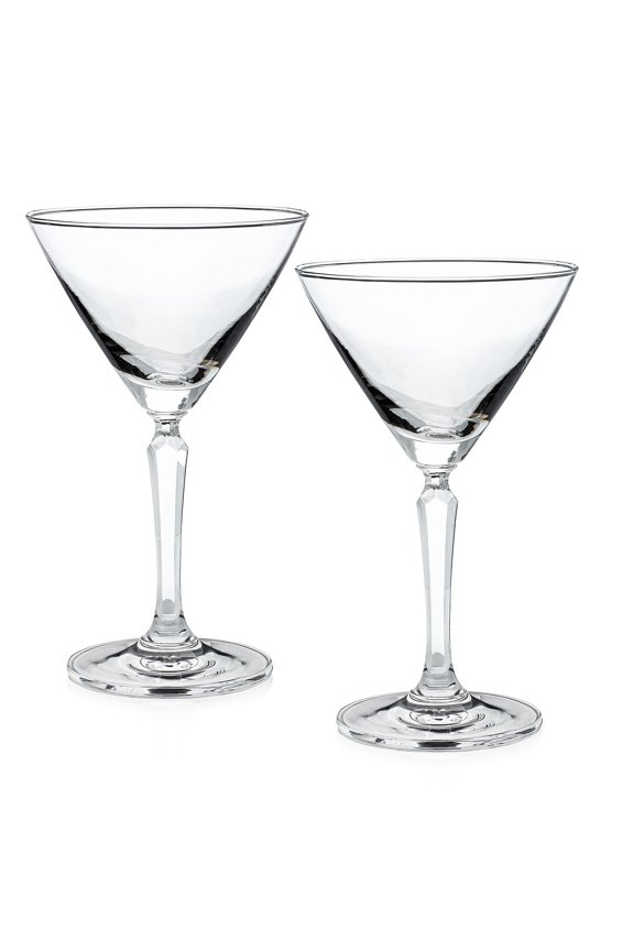Miami Beach Five OClock Club  Art Deco Martini Glass, 1950s-Inspired 2-Piece Set (Gift Box Collection)
