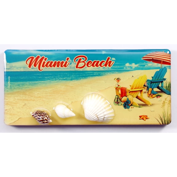 Miami Beach Florida Chair Shell MDF Magnet 4.25" x 2" x 0.25"