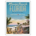 thumbnail image 1 of Miami Beach Florida - Eastern Airlines - Just 10 hrs from New York - Vintage Airline Travel Poster by Kerne Erickson - Master Art Print (Unframed) 9in x 12in, 1 of 4