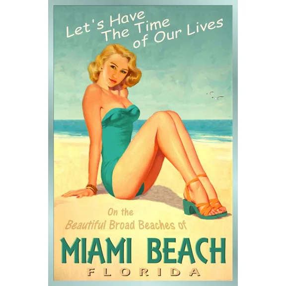 Miami Beach Florida Gold Coast Miamidade County Poster Home Decor Office Wall Art