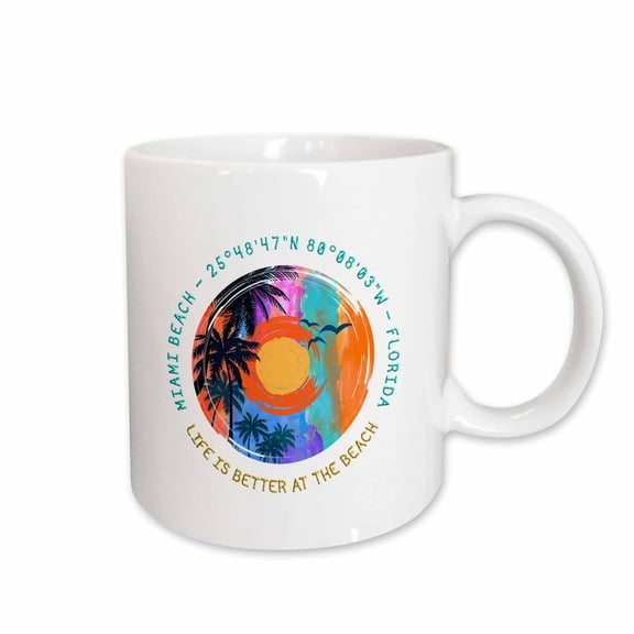 3drose, Miami Beach, Florida. Life Is Better at the Beach Family Memory Gift, 11oz Mug