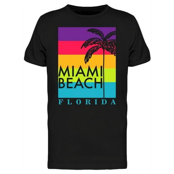 Miami Beach, Palm Tree T-Shirt Men -Image by Shutterstock, Male Large