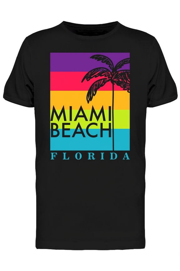 Miami Beach, Palm Tree T-Shirt Men -Image by Shutterstock, Male Large