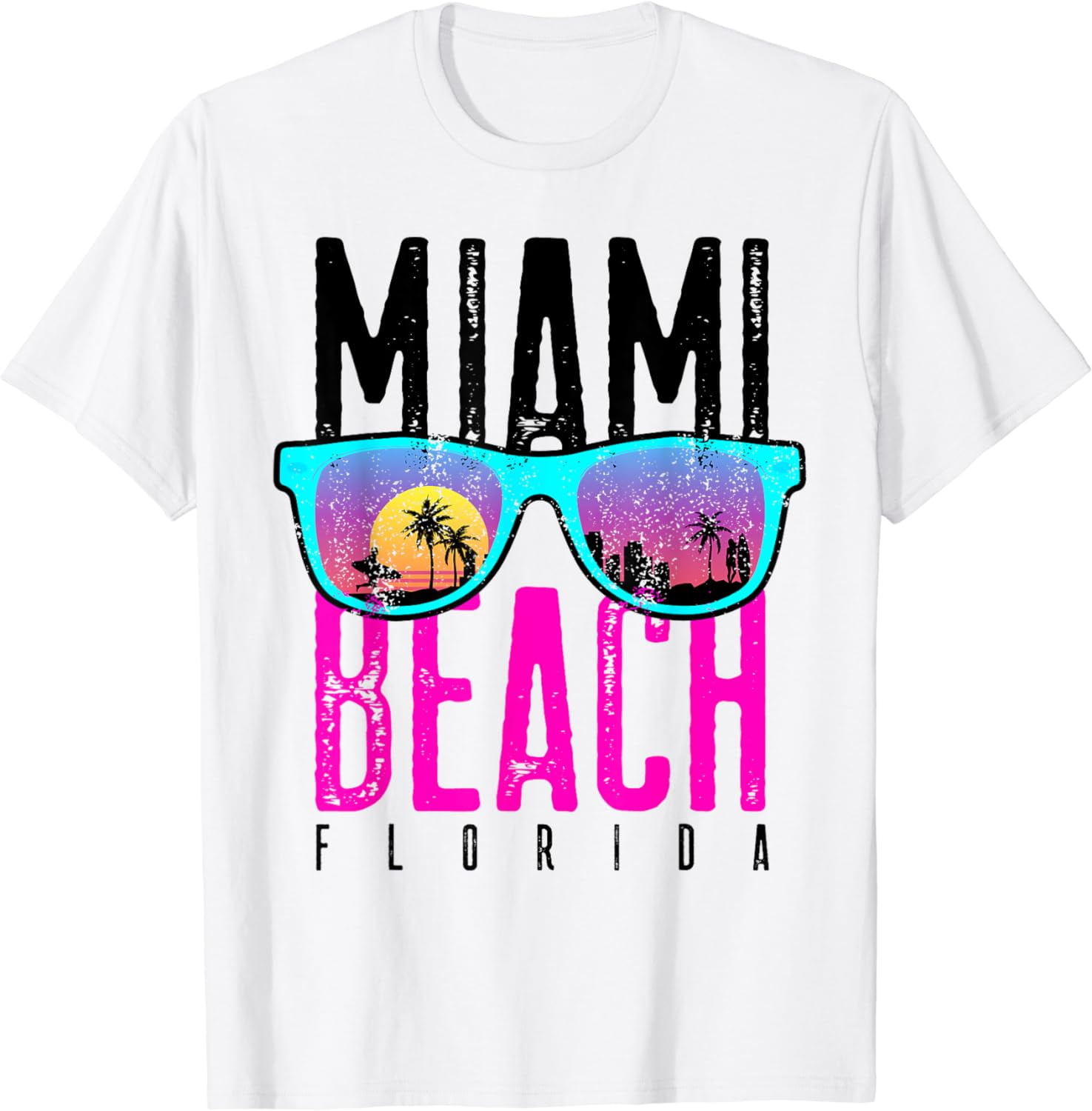 Miami Beach Shirt Florida Sunset Retro Souvenir Surf Miami TShirt