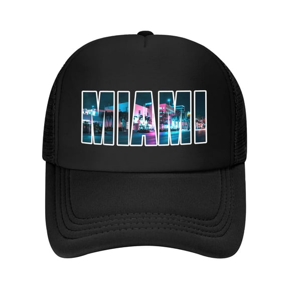 Miami Beach Urban Skyline City by Night Florida USA Baseball Cap
