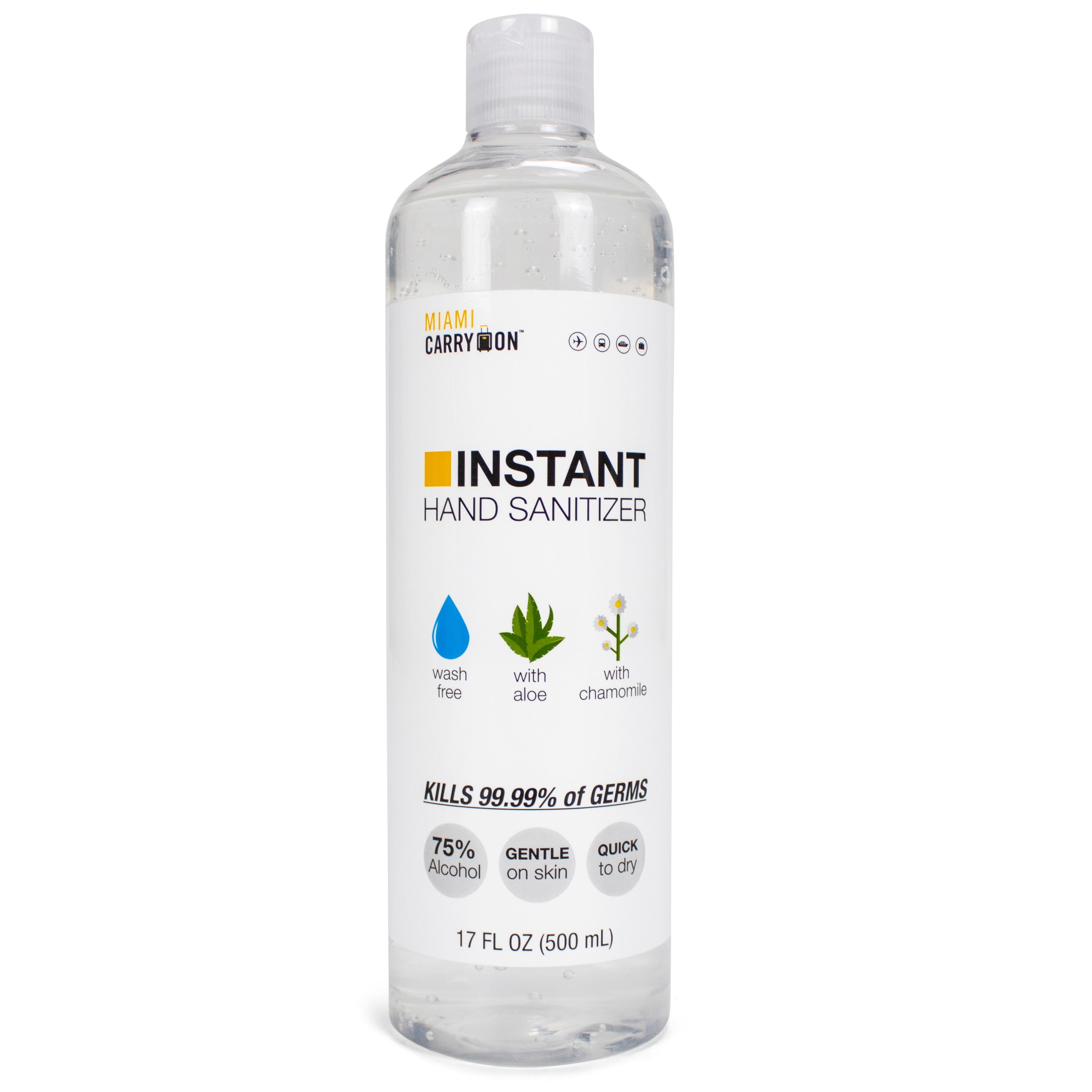 500mL x 2]Miami CarryOn 75% Alcohol Hand Sanitizer with Aloe, Chamomile -  Walmart.com