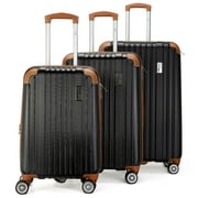 Miami CarryOn Collins 20  Unisex 3-Piece Expandable Spinner Luggage Set, Black