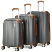 Miami CarryOn Collins 3 Piece Expandable Retro Spinner Luggage Set Grey