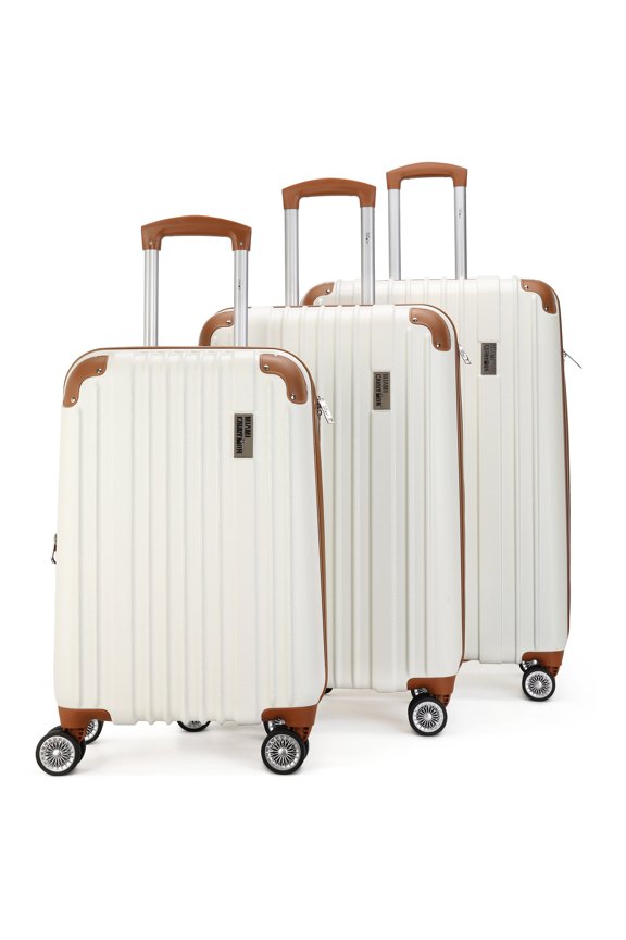 Collins 3 Piece Expandable Spinner Luggage Set, White