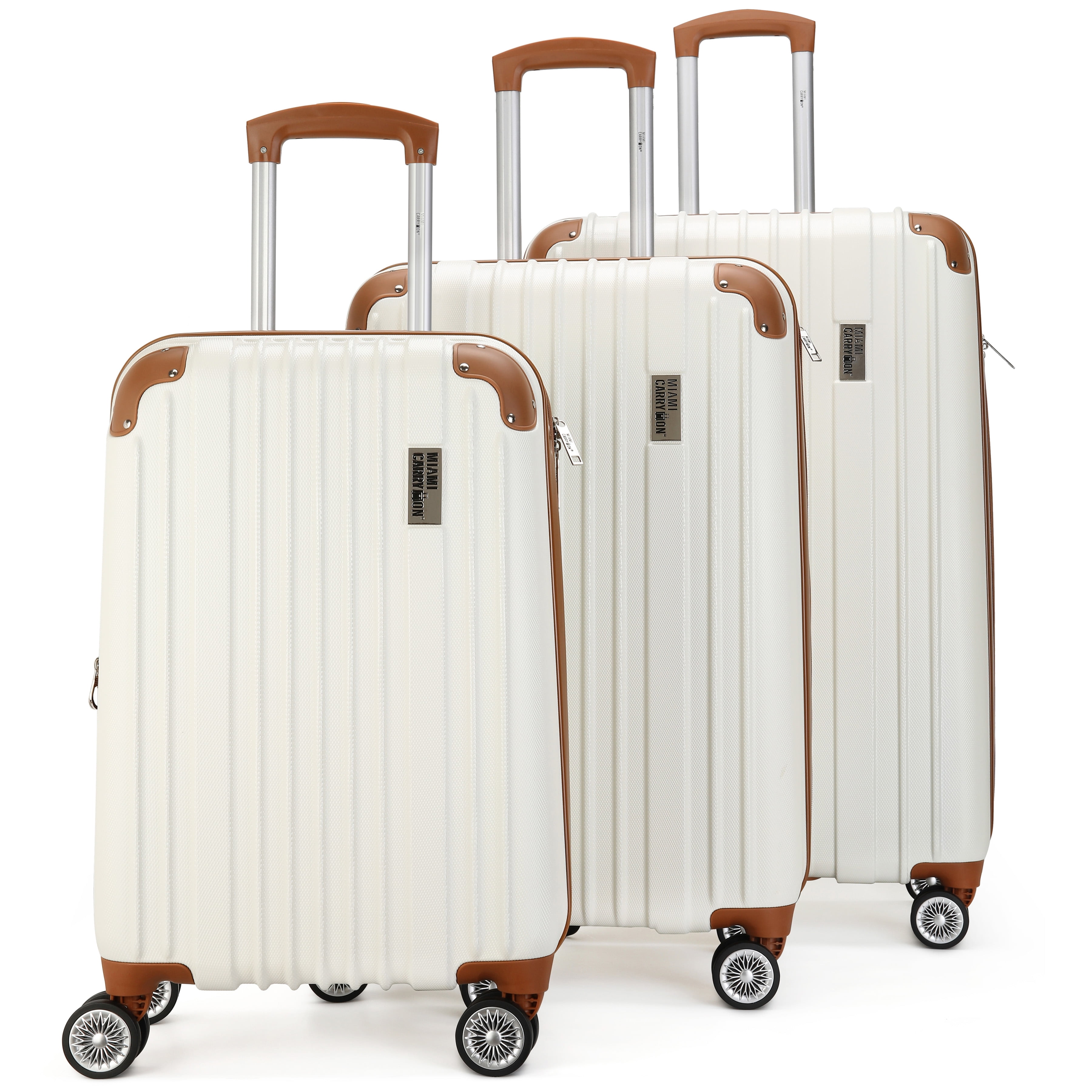 Miami CarryOn Collins 3 Piece Expandable Spinner Luggage Set (White