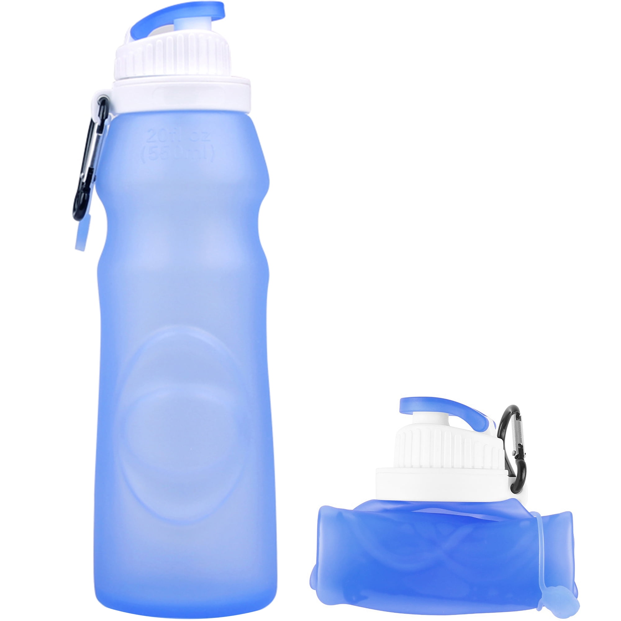 Miami CarryOn Foldable Silicone Bottle - BPA Free, FDA Approved (Blue)