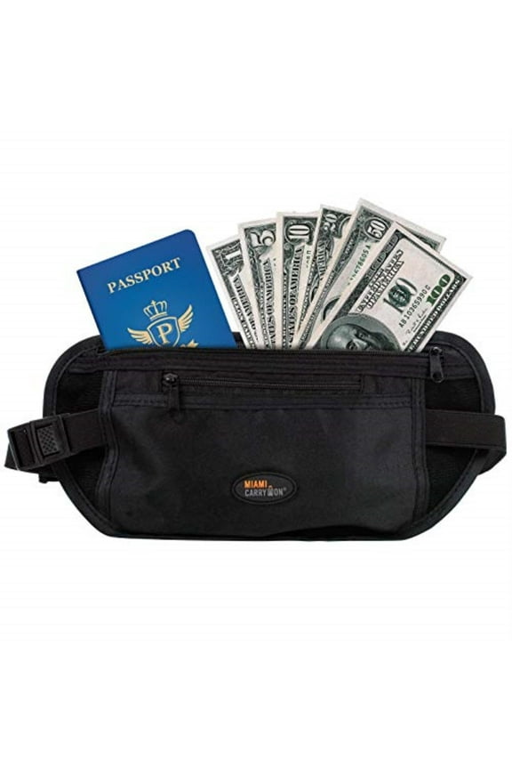 Hidden Security Microfiber Travel Waist Money Belt in Black