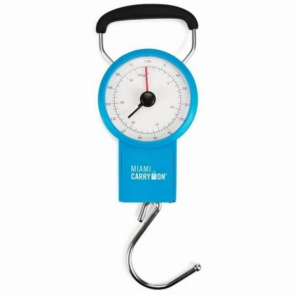 Miami CarryOn Mechanical Luggage Scale with Tape Measure - 75 Lbs (Blue)