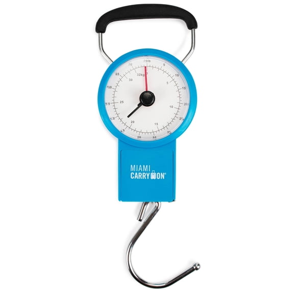Miami Carryon Mechanical Luggage Scale With Tape Measure - 75 Lbs (Blue)